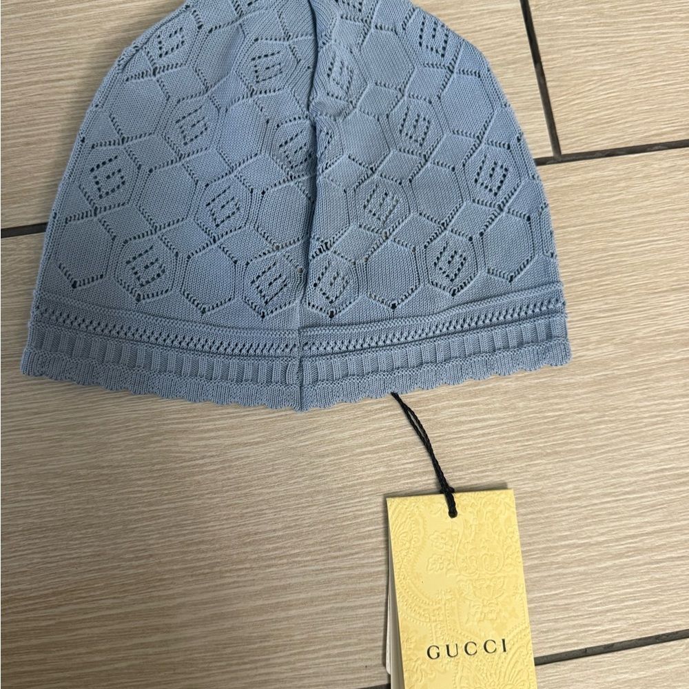 Brand new kids Gucci Light Blue Knit hat with box